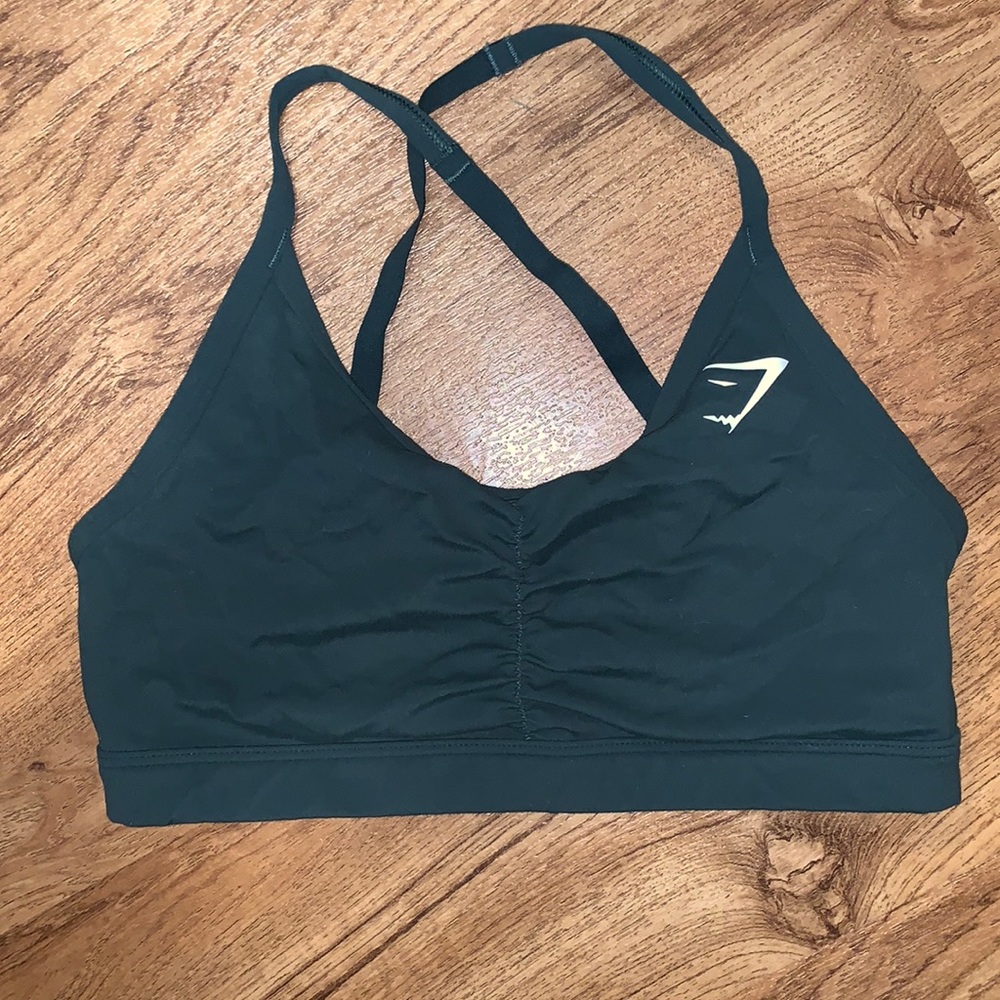 RUCHED TRAINING SPORTS BRA - Dark Green